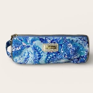 Lilly Pulitzer Blue Floral Cosmetic Pouch Case NWOT